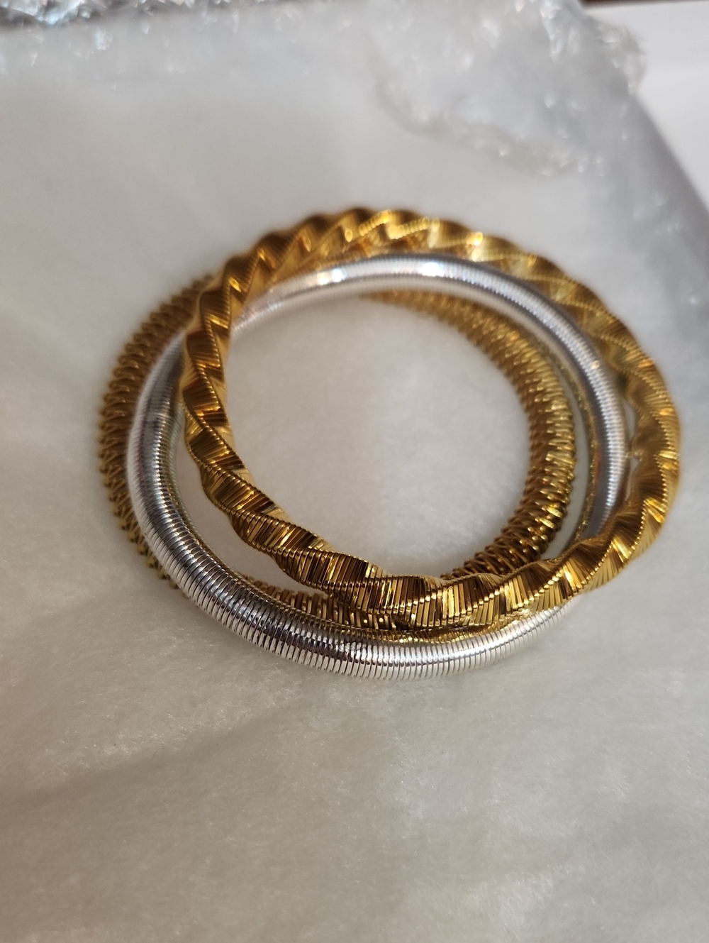 Gold and Silver Twisted Bangle Set - Women Jewelry